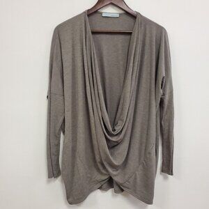 Chatoyant Womens Cowl Neck Lagom Crossover Top Size M Gray Balletcore Lagenlook